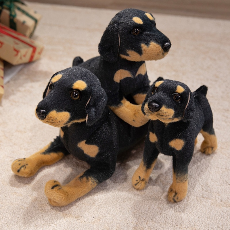 Cute Artificial Black Dog Doll Plush Toy Puppy Doll Home Decoration Children's Comfort Cloth Doll