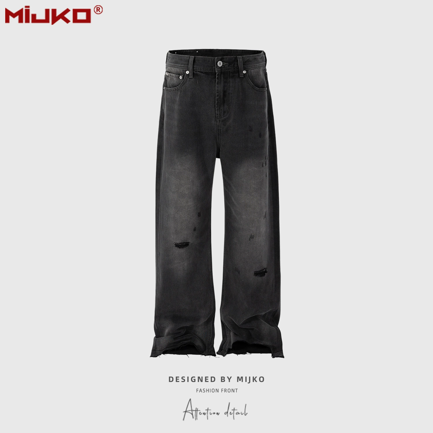 Mijko мужские женские штаны Sluting pants волосы мужчины и женщины тот же кот должен пробить дыру прилив лазерные штаны ноги джинсы джинсы