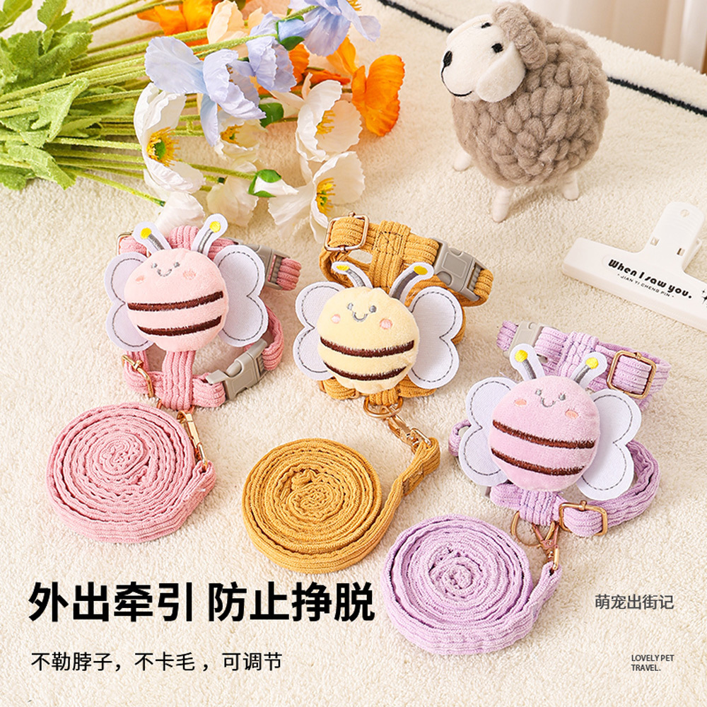 abeja de tracción correa de pecho en forma de I para mascotas de lana felina de tracción para gatos caminando correa de pecho de cuerda felina fábrica
