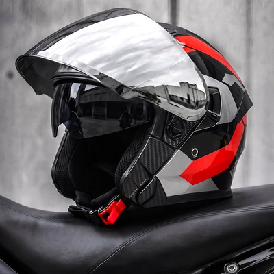 Motosiklet kaskı (dəbilqə), scooters and motorcycles - red-shadow-blade-silver-plated-mirror-free-hd-mirror-l58-59-head-circumference