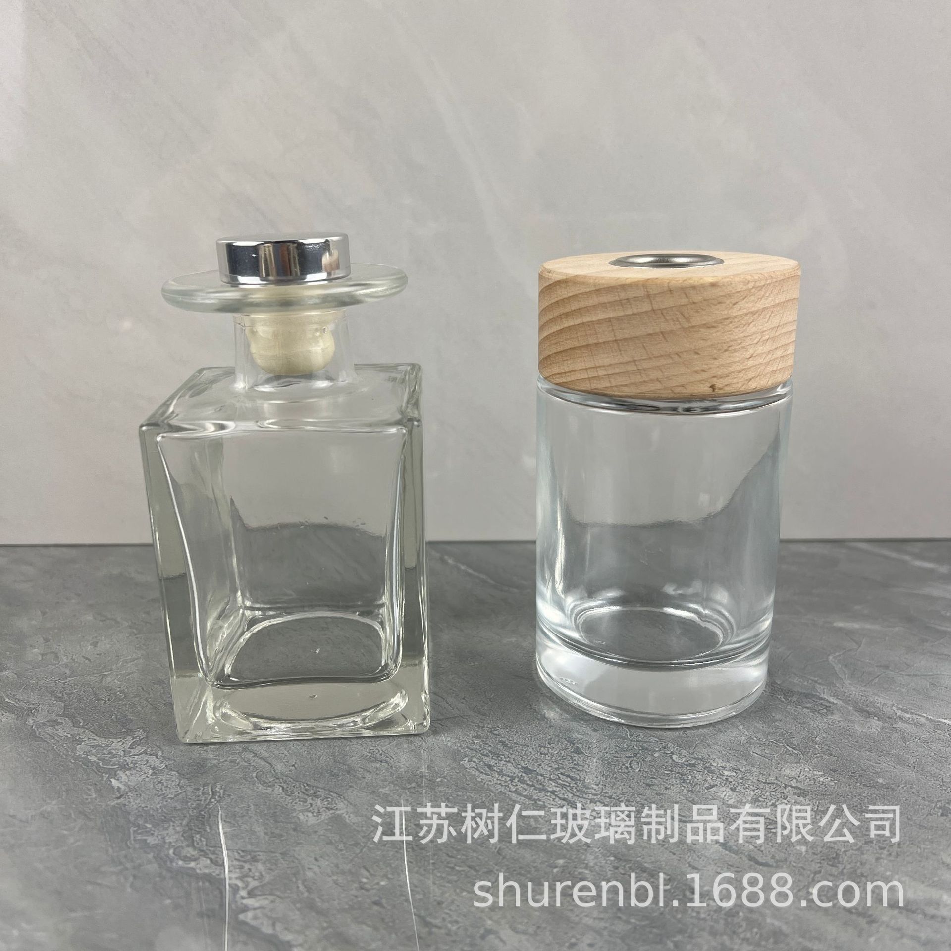 150ml四方形玻璃瓶圆柱形无火干花藤条扩香玻璃瓶香薰水晶广口