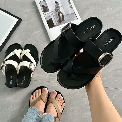 New style British Birken flip-flops, casual beach soft soles, fashionable all-matching summer women's sandals