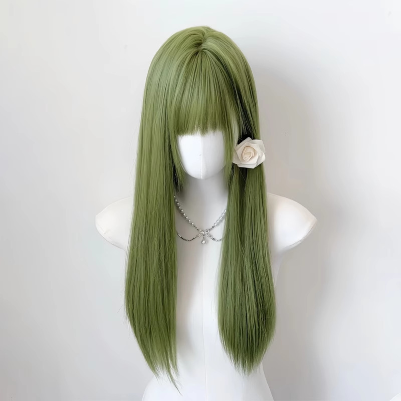 The Wizard of Oz Ju Jingyi Same Green Long Straight Hair Natural Wig Cartoon Qi Bangs Full Head Cover Full Top Wig The Wizard of Oz Ju Jingyi Same Green Long Straight Hair Natural Wig Cartoon Qi Bangs Full Head Cover Full Top Wig