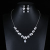 Set for bride, necklace, zirconium, chain, accessory, European style, wholesale