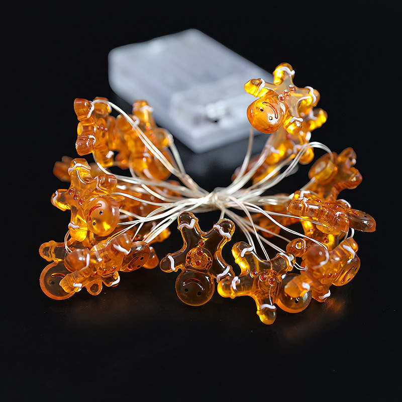 Lámpara de alambre de Navidad campana muletas muñeco de nieve calcetines luces decorativas Santa Claus dormitorio sala de estar cuerda de lámpara de alambre de cobre transfronteriza