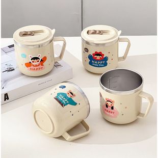 Hehe Family 316 Baby Learning Drinking Cup with Handle Straw Cup Double-Layer Anti-Scalding Milk Cup Children's Drinking Cup