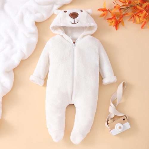 Bestselling Winter Thick Warm Coral Fleece Baby Crawling Suit Newborn Footie One-Piece