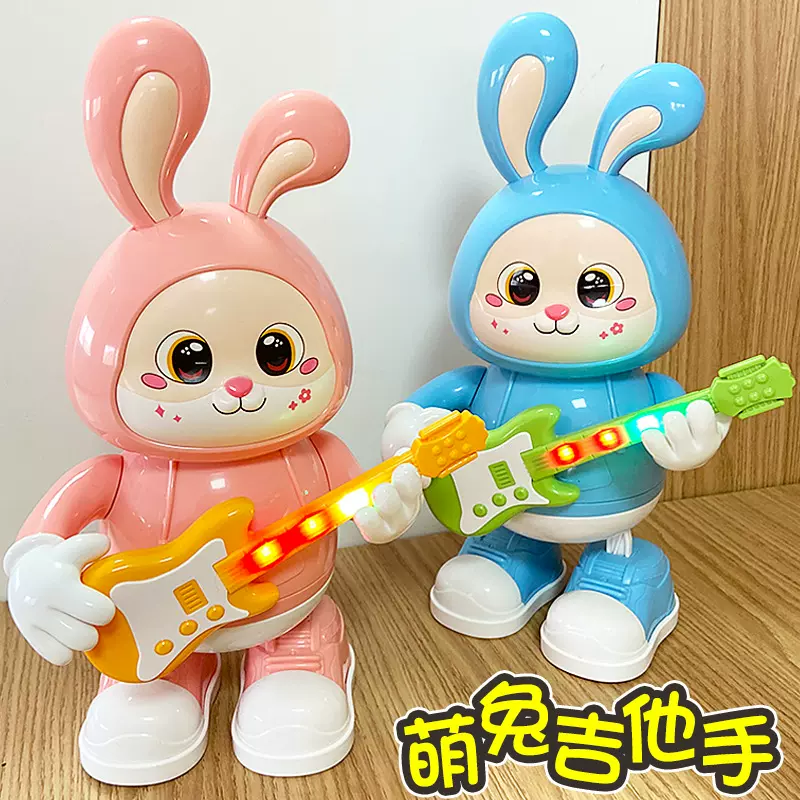 儿童电动会弹吉他萌兔唱歌跳舞宝宝婴儿练习抬头学爬启蒙玩具批发