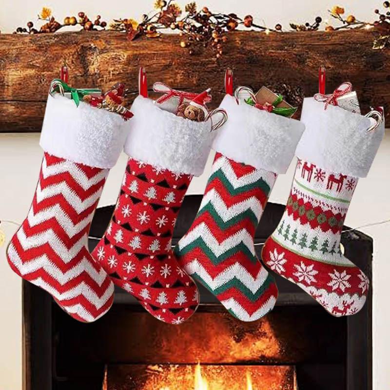 クリスマスニットソックス飾りソックスキャンディギフトバッグ吊り飾りクリスマスソックスバッグヨーロピアンスタイル|undefined