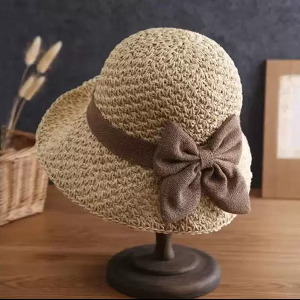 Breathable Large Straw Hat Women's Casual Artistic All-match Sun Hat Women's Sun Hat Foldable Fisherman Hat Summer