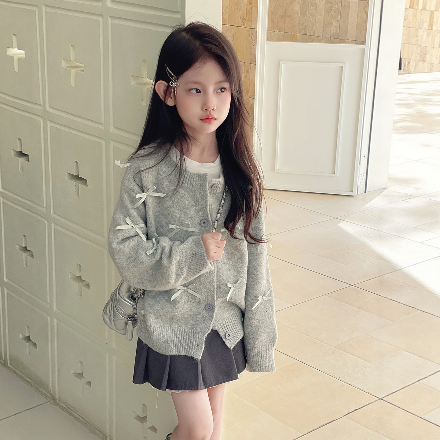 女童针织开衫秋装一整套2025新款儿童毛衣外套小女孩早秋韩系穿搭