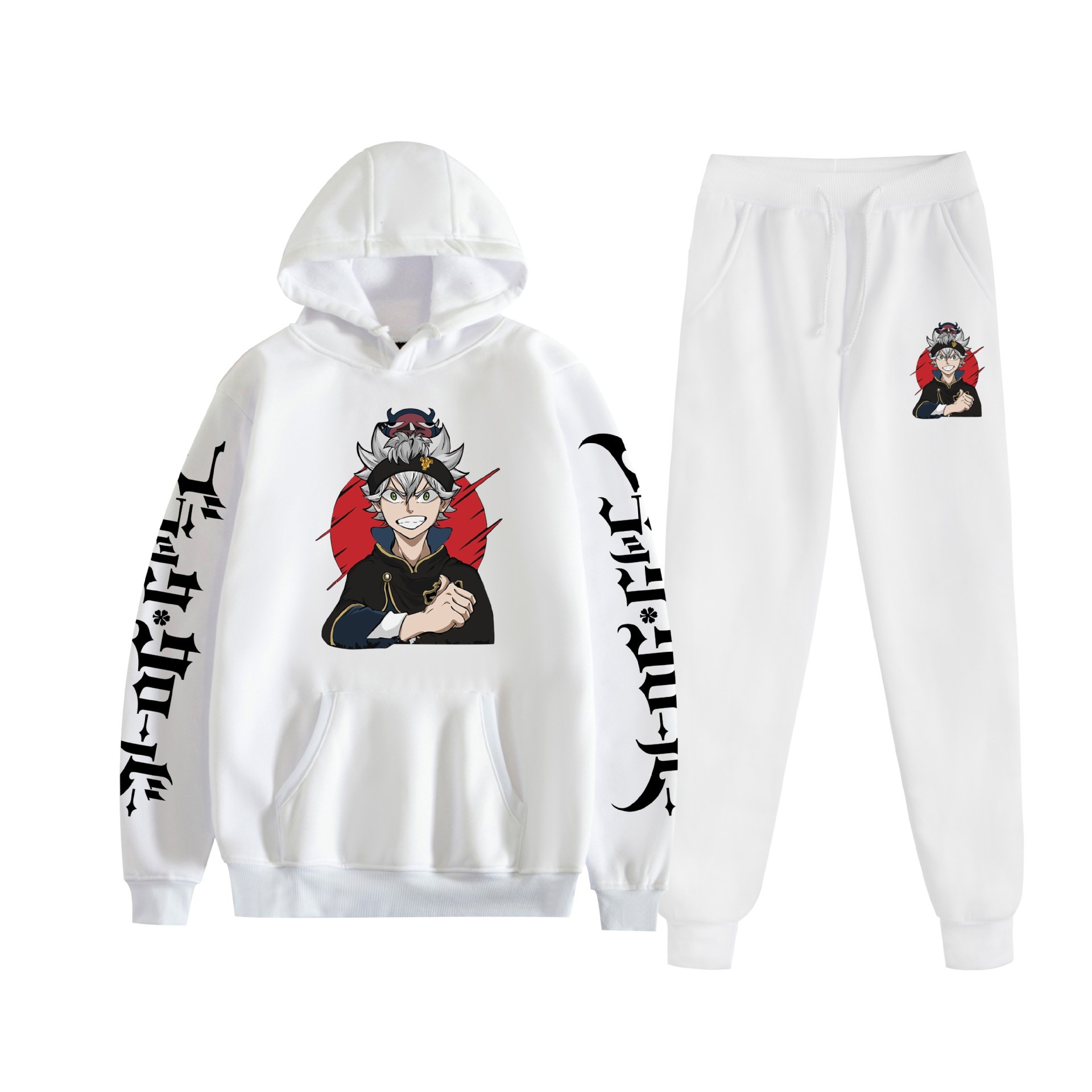 Comercio exterior nuevo estilo riman black trébol de cuatro hojas-Black Clover suéter con capucha corsés traje de dos piezas