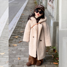 拓伴 儿童羊剪绒皮草女童皮毛一体外套中大童长款羊羔毛大衣冬新