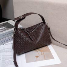 2025新款小众编织饺子包羊皮跨境手拎包单肩斜挎包时尚真皮女包潮