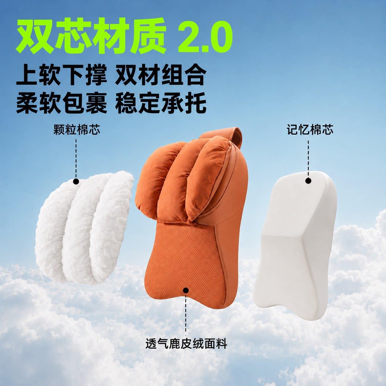 5D dual-core 2026 new model Maybach car headrest neck pillow, in-car cushion, high-end driver's headrest