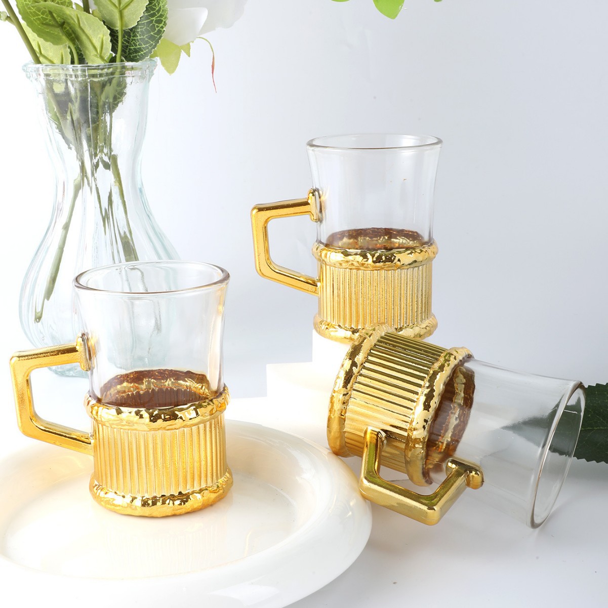 6 juegos de tazas de té negro de color esmalte de estilo europeo, tazas de café caseras, tazas de vino creativas, tazas de alta calidad