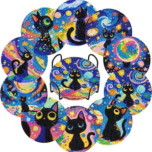 10 Piece Set Diamond Painting Coaster Diamond Painting Coaster suit Home Decoration Gift