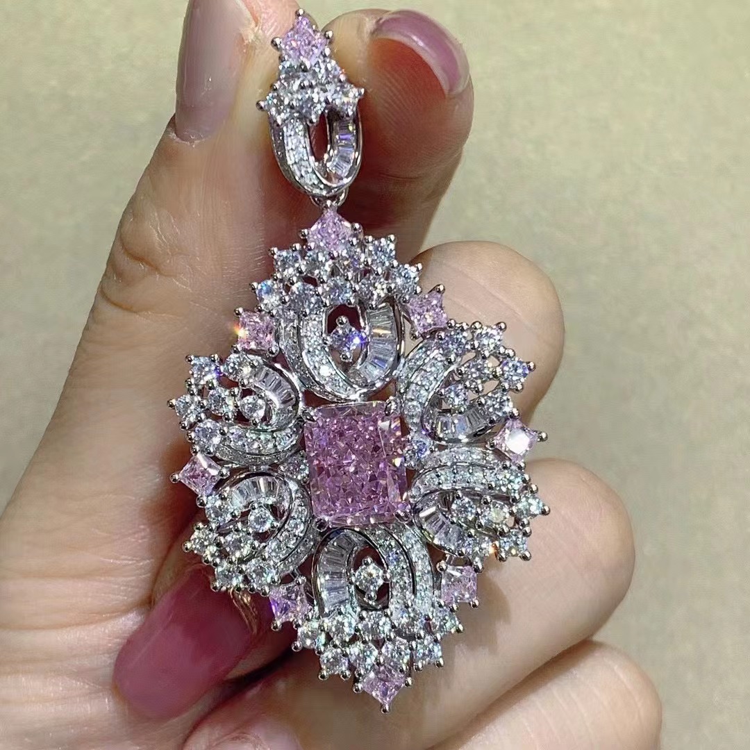 Tres quilates de corte amarillo rosa collar de piedra preciosa S925 material de plata sólida para el pequeño libro rojo