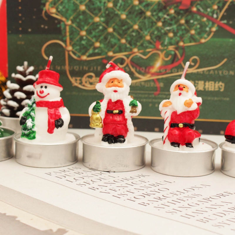 Navidad 4 velas traje viejo hombre árbol muñeco de nieve carnaval cena con velas románticas Navidad vela al por mayor