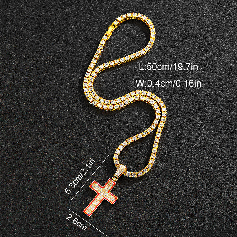 Hip-Hop Cross Alloy Rhinestone Menu0027S Pendant Necklace 1 Piece