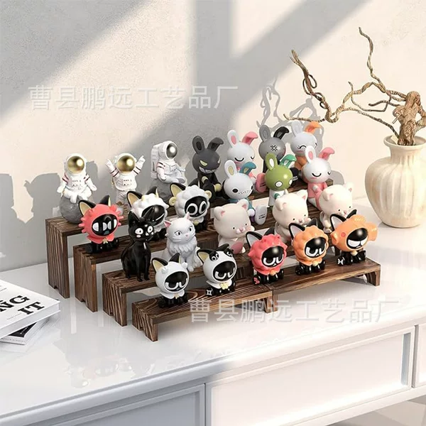 Cross-border wooden cake display rack, desktop display rack, tiered wooden display rack for figurines and blind boxes