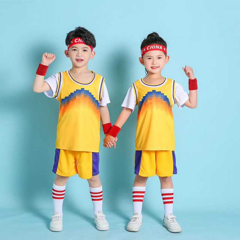 Children's Sports Performance Suit Basketball Training Suit Team Suit Class Suit Fake Two-piece Children's Basketball Suit Girls' Rope Skipping