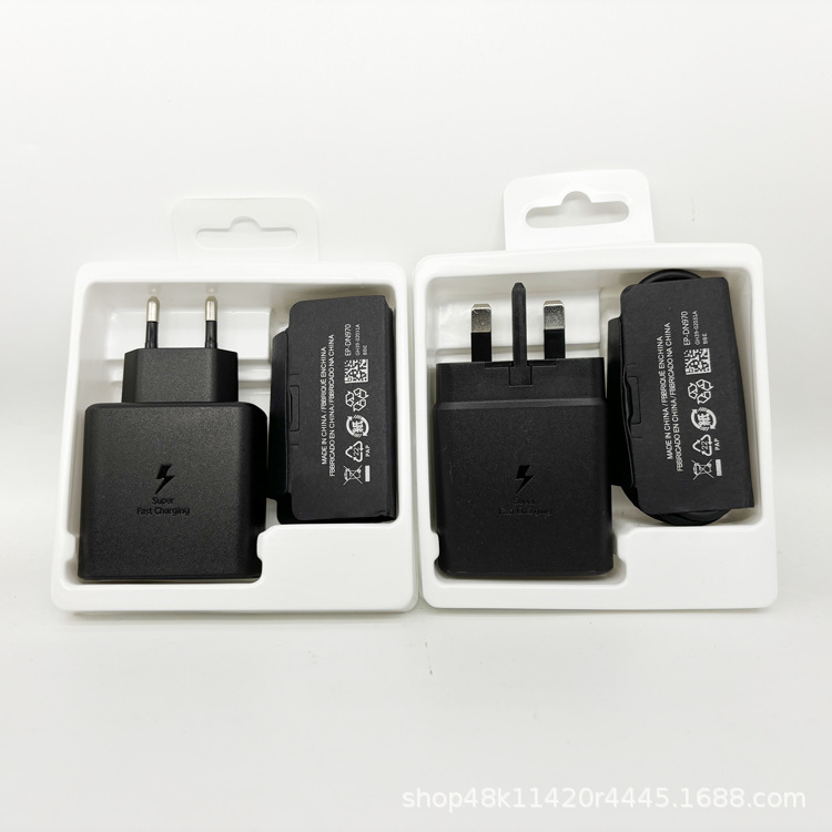 El T845 original es adecuado para el cargador de teléfono móvil Samsung 45W estándar europeo estándar británico super carga rápida 2.0 cabezal de carga