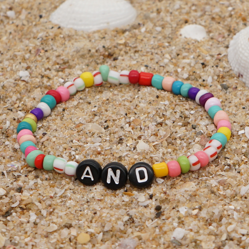 Bohemian Style Simple Glass Colored Millet Beads Letter Beaded Bracelet display picture 33