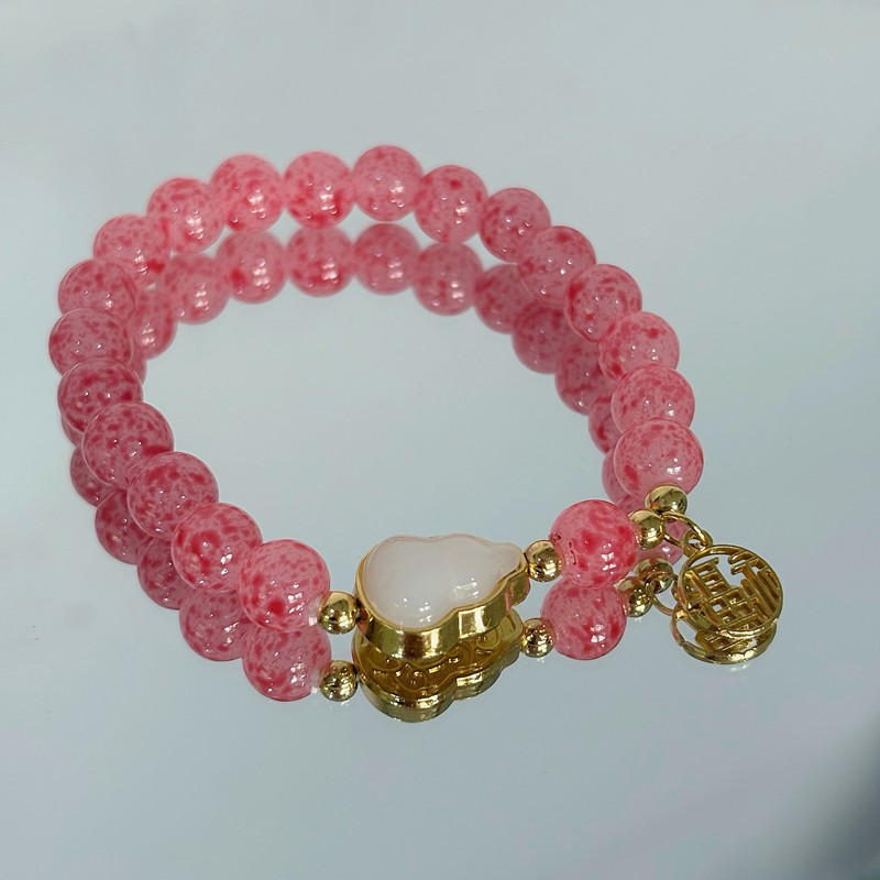 Hermano suave pulsera rosa de fresas mujeres nuevas lujosas nichos cuentas de calabaza joyas de mano
