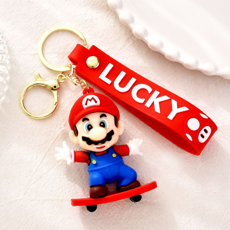 スーパーマリオマリオキーホルダーペンダントかわいいボブルヘッドキーホルダースクールバッグペンダントビデオゲームシティギフト|undefined