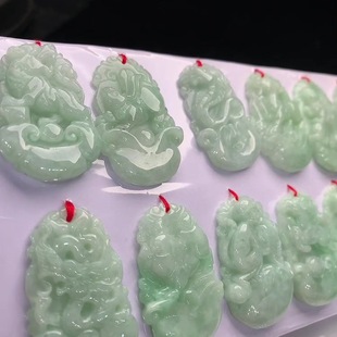 Myanmar Natural Jadeite A-Grade Fine Workmanship Fruit Green Twelve Zodiac Jade Pendant Dropshipping