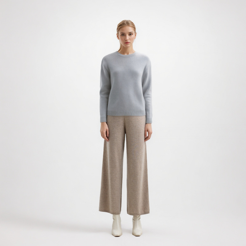 Autumn and Winter Elegant Lady Knitwear Fluffy Soft Waxy Wool Raccoon Hair Lazy Loose Crewneck Pullover Sweater for Women