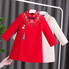 儿童唐装中国风冬季加厚过年女孩拜年服女宝宝新年装女童汉服冬装