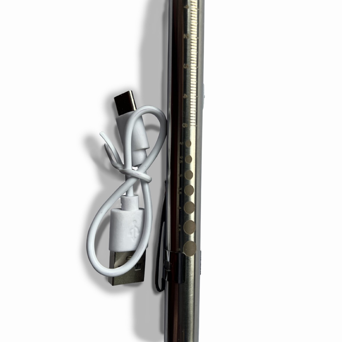 Luz de lápiz de pupila de fuente de luz doble amarilla y blanca recargable médico médico de acero inoxidable examen oral linterna de lápiz LED