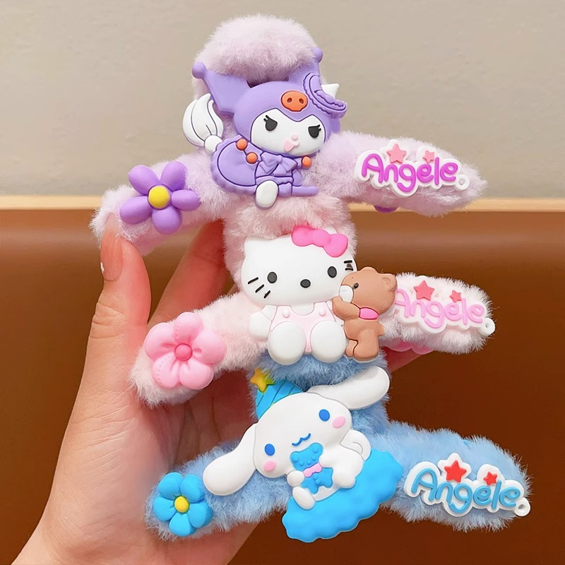 Los niños rasguño clip lindo de dibujos animados de felpa horquilla updo pelo Cabeza trasera tocado niña no duele el pelo clip de tiburón accesorios para el cabello