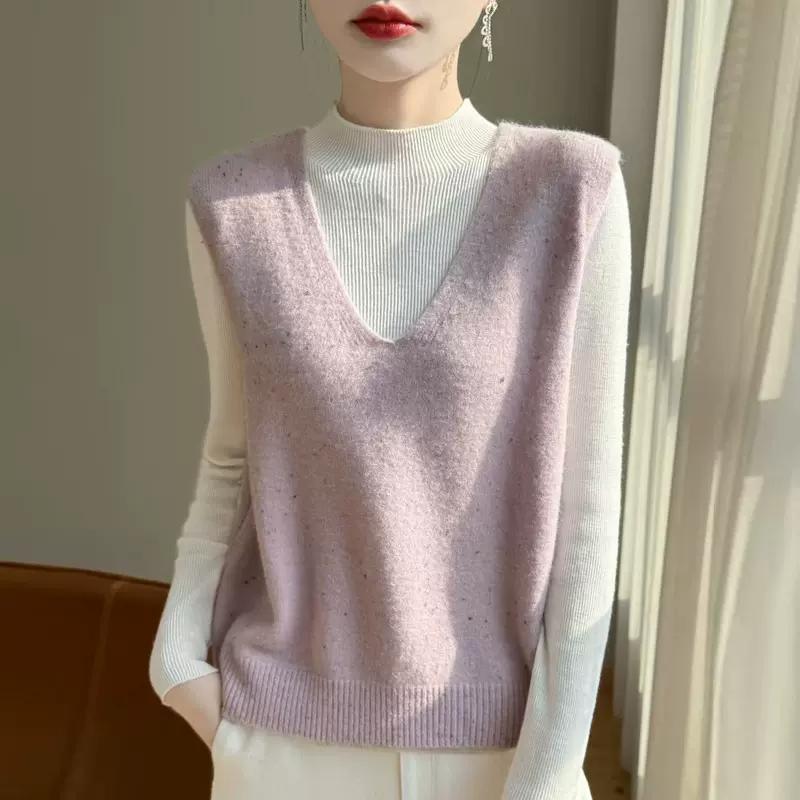 V领针织马甲背心女2025春秋季新款学院风v领宽松配衬衣无袖坎肩女