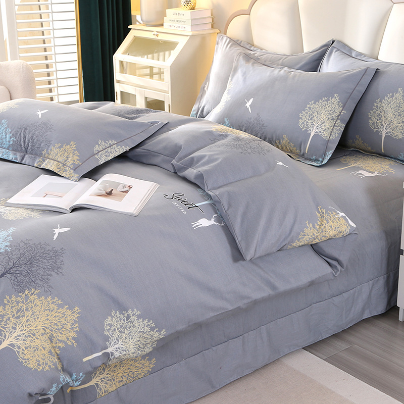 Algodón grueso molido cuatro piezas de sábanas cubiertas de ropa de cama de grado madre y bebé cuatro temporadas de tres piezas de algodón