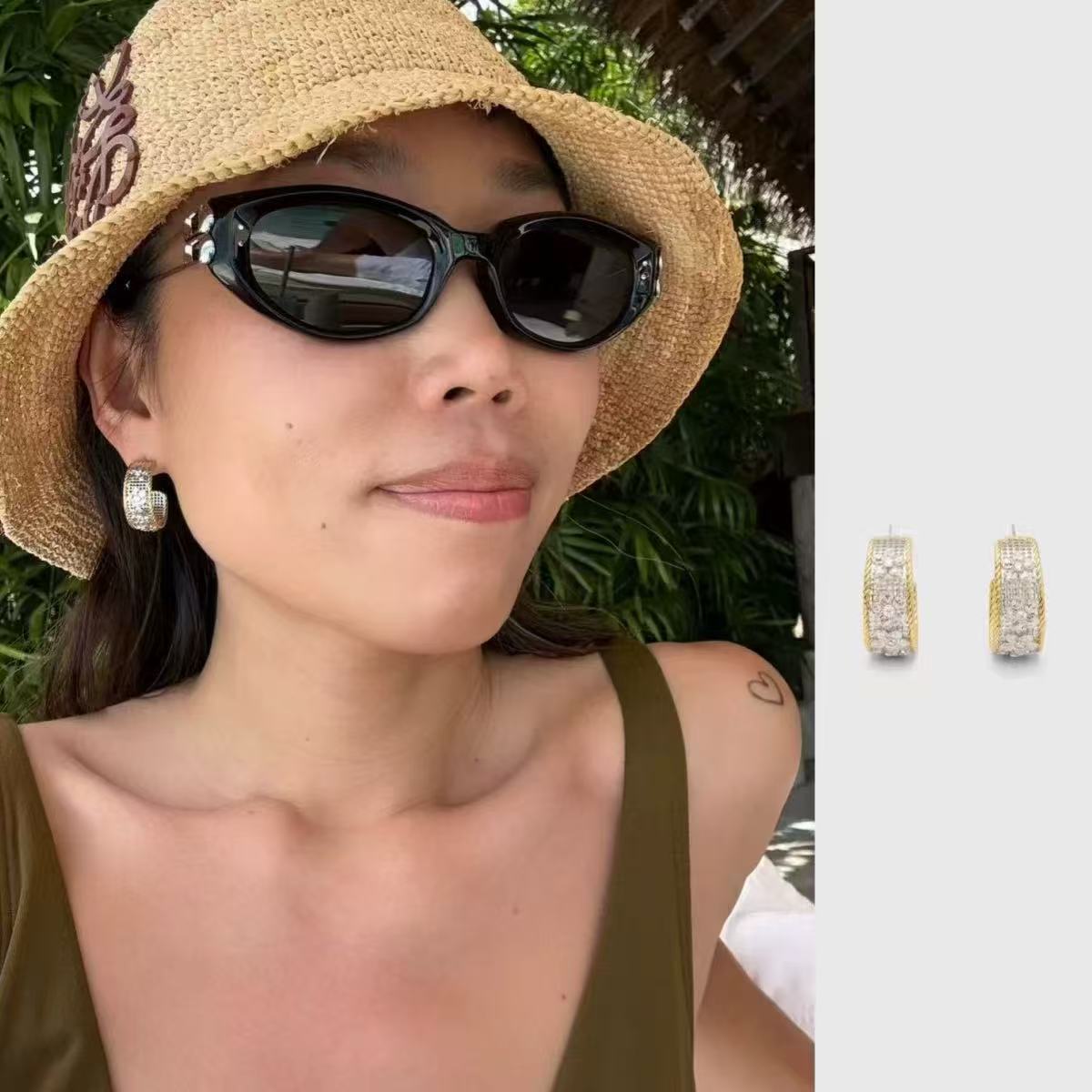 Hollow Woven Earrings for Women, Gold and Silver Color Combination, Holiday Style Atmosphere C-Shaped Earrings, Gift Holiday Style Earrings Wholesale
