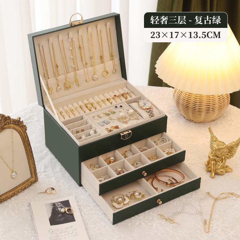 菱形三層引き出しジュエリー収納ボックスヨーロッパプリンセスボックスジュエリーボックス寝室ドレッシングテーブルハイエンドジュエリーボックス|undefined
