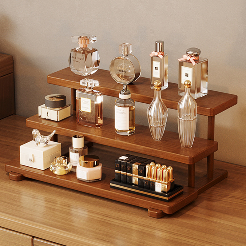 Caja de almacenamiento de cosméticos de escritorio multicapa lujoso ligero de alta calidad caja de acabado de productos de cuidado de la piel lápiz labial sombra de ojos perfumes estante