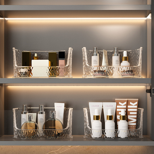 Light luxury glacier pattern mirror cabinet storage box bathroom bathroom cabinet organizer box washbasin cosmetics storage rack