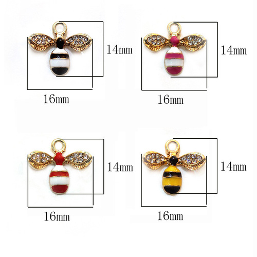 diy jewelry accessories K gold alloy small pendant wing dot diamond bee earrings pendant pendant wholesale
