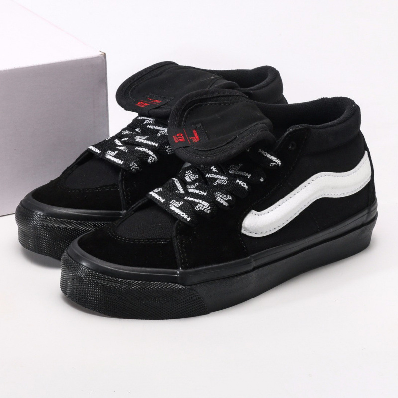 Vans Sk8-Mid Branch Line High-Top Canvas Shoes Spring and Summer Suede Street Skateboard Shoes Men and Women Black and White Sneakers Retro Vans Sk8-Mid Branch Line High-Top Canvas Shoes Spring and Summer Suede Street Skateboard Shoes Men and Women Black and White Sneakers Retro