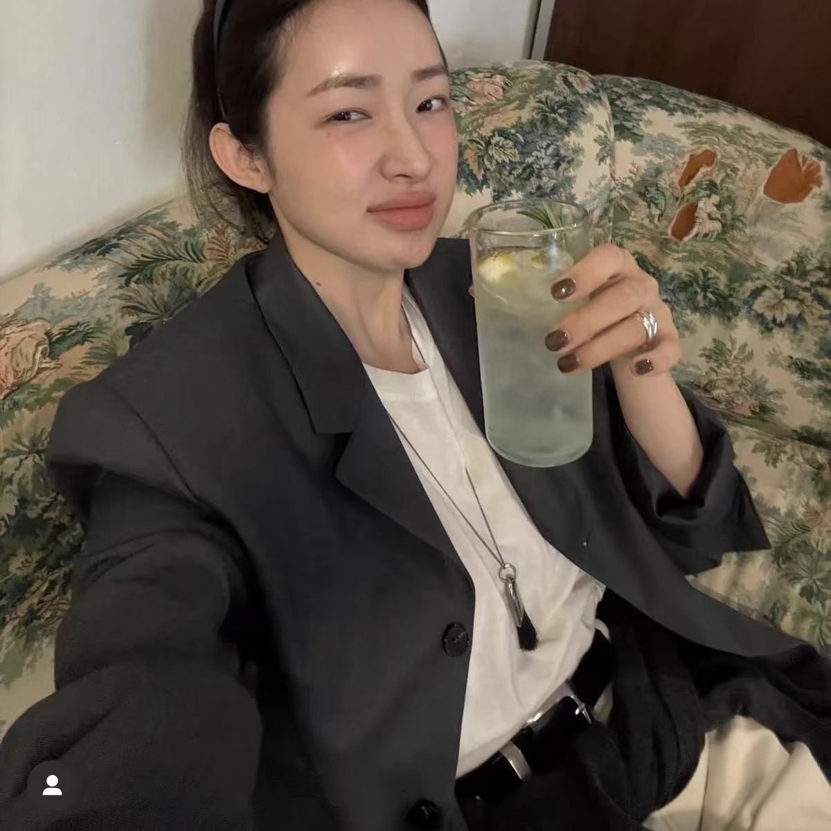 고대 실버 + 검은 말 강모 목걸이