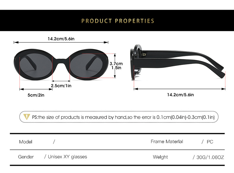 50g Weight Full Frame Glasses Structure Sunglasses Classification Ac, UV400 Protection Lens Material Oval Frame Glasses Style Outdoor, Travel Occasion Solid Color Pattern All Seasons Season Unisex Gender Simple Style, Classic Style Style Grey, Black Color Simple Style Classic Style Solid Color Ac UV400 Protection Oval Frame Full Frame Women's Sunglasses 4