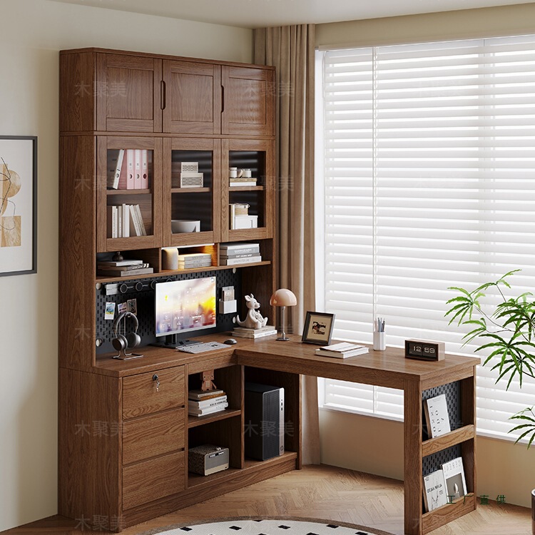 Desk Bookshelf Integrated Solid Wood Bookcase Corner Study Table Bedside Table Computer Table Bedroom Home Writing Desk