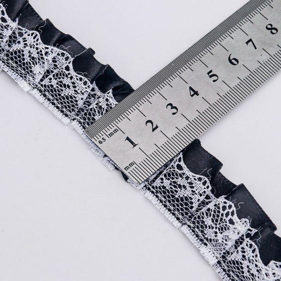 in stock 2.5cm polyester lace double pleated DIY clothing accessories wholesale discount lace accessories