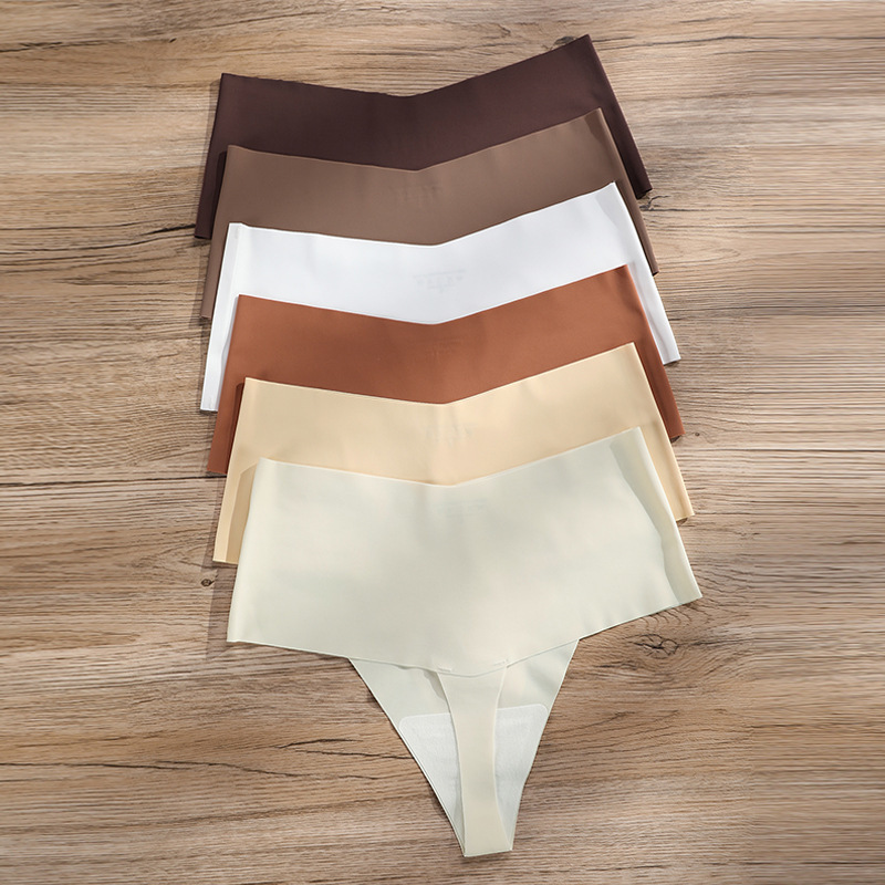 Amazon Specializes in Mid-Waist Seamless Fitness Thong That Does Not Pinch the Buttocks, Feminine Ice Silk Breathable T-Pants, Women's Underwear