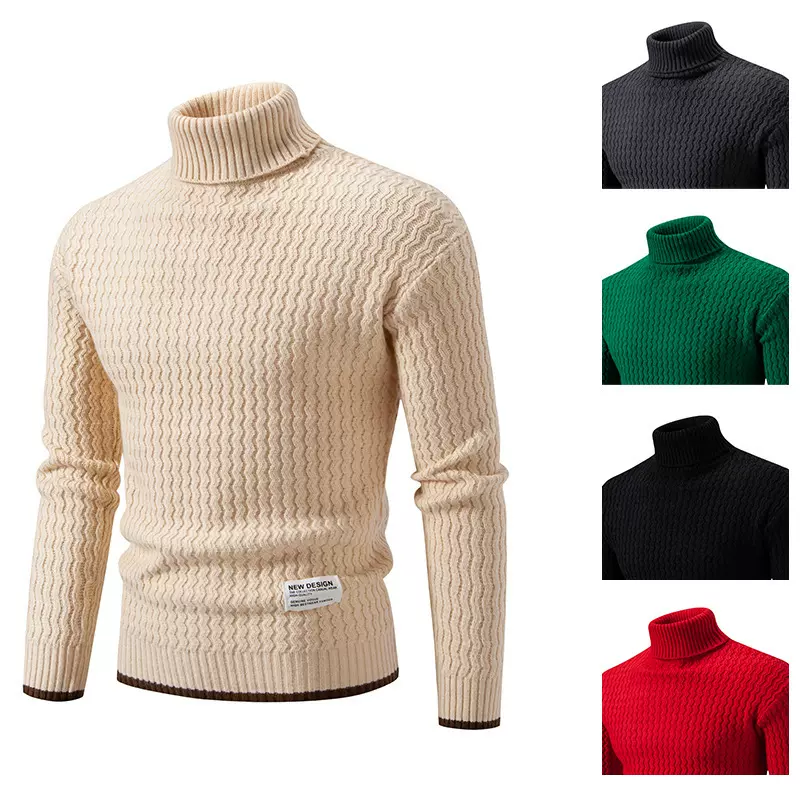 2024男士针织衫秋冬新款外贸时尚修身圆领套头男士毛衣针织衫毛衫