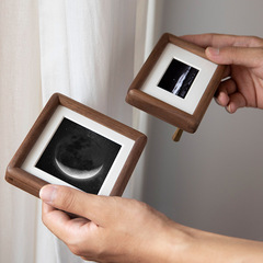 Black walnut solid wood rounded corners mini table photo frame washed photo print moon print 6 children's photo frame